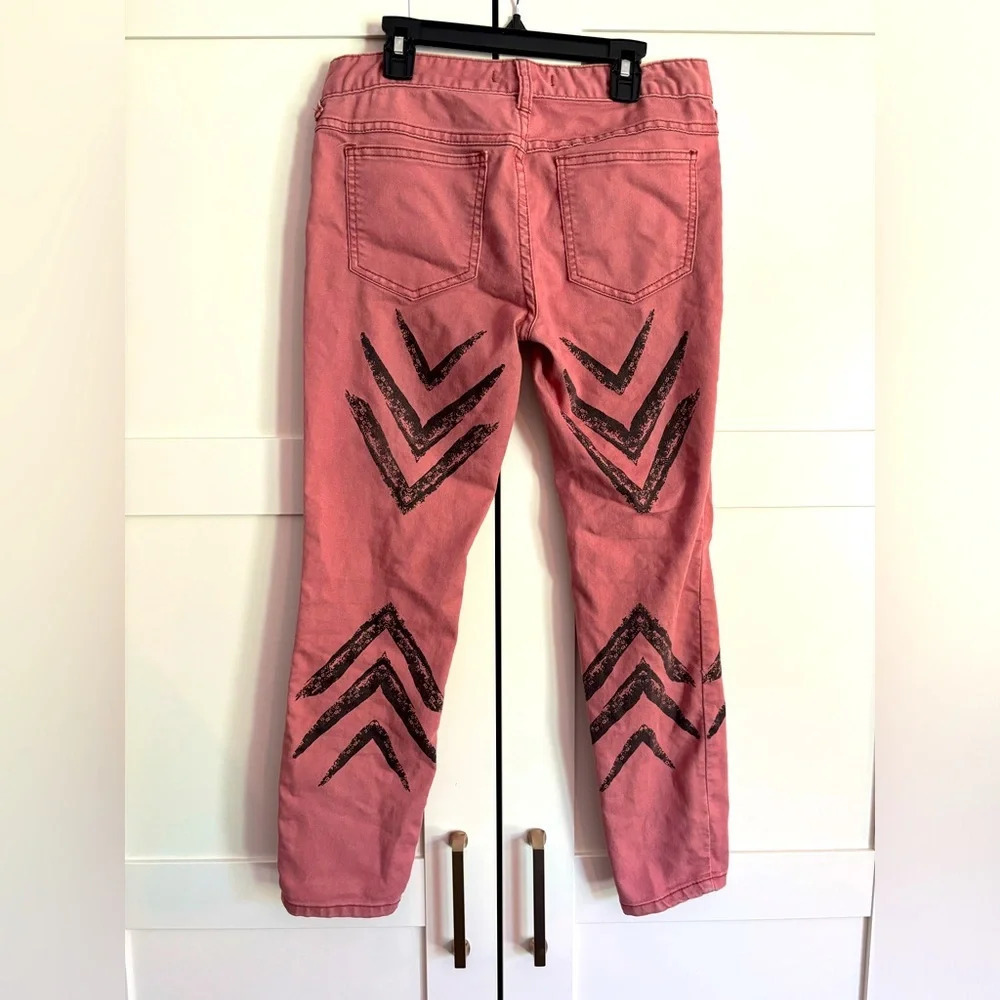 Free People Chevron Jeans Salmon Pink and Black Size 28 - Picture 3 of 3